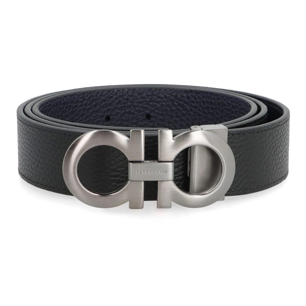 Ferragamo Men's Black Belts, 110 Cm, Reversible Leather Belt With Gancini Buckle