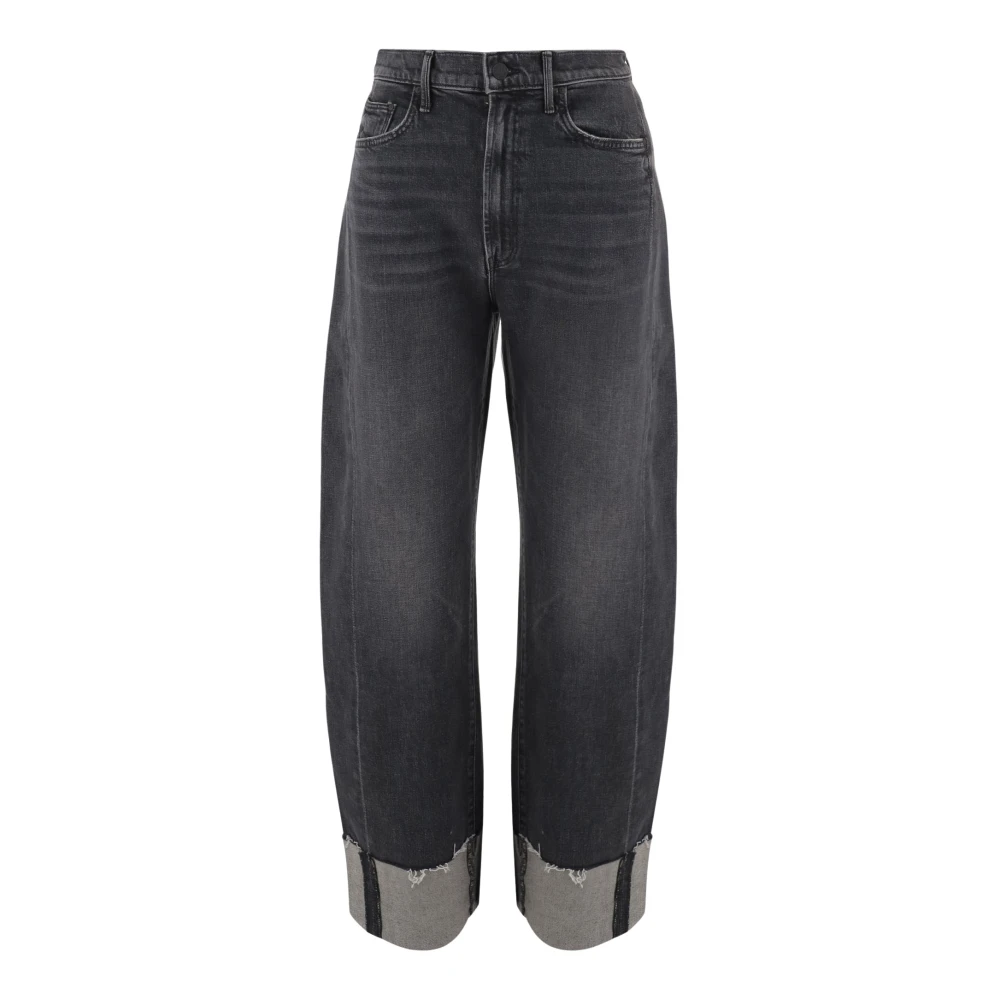Mother Stretch Cotton Denim Jeans - Female - Wide Jeans - Black - W24 - Jeans