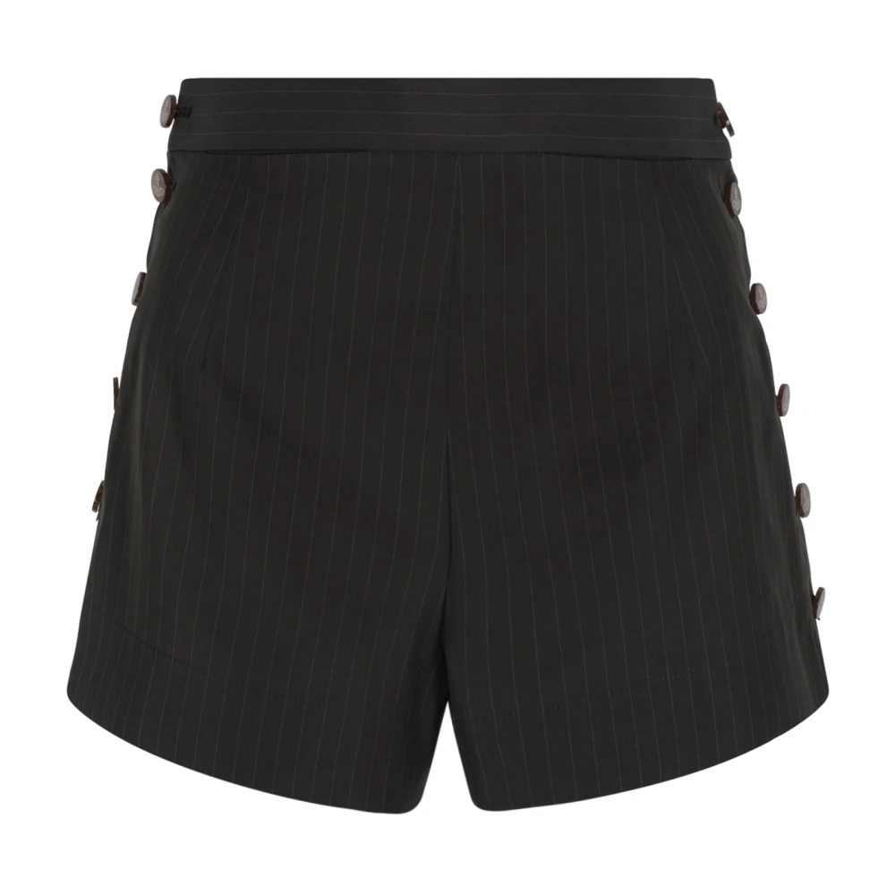 Vivienne Westwood Women's Green Pinstripe Buttoned Mini Skirt - Short Shorts - S - Shorts