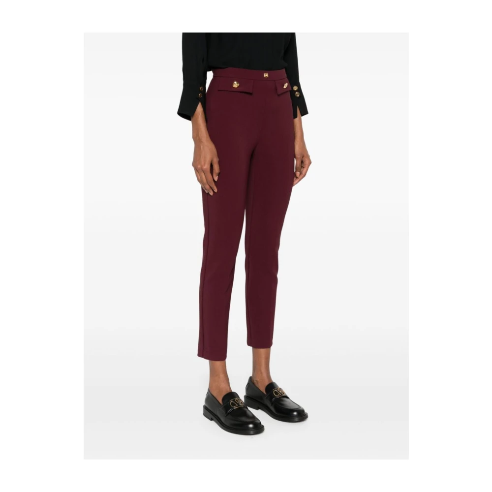 Elisabetta Franchi Bordeaux Crepe Broek Aw24 Brown Dames