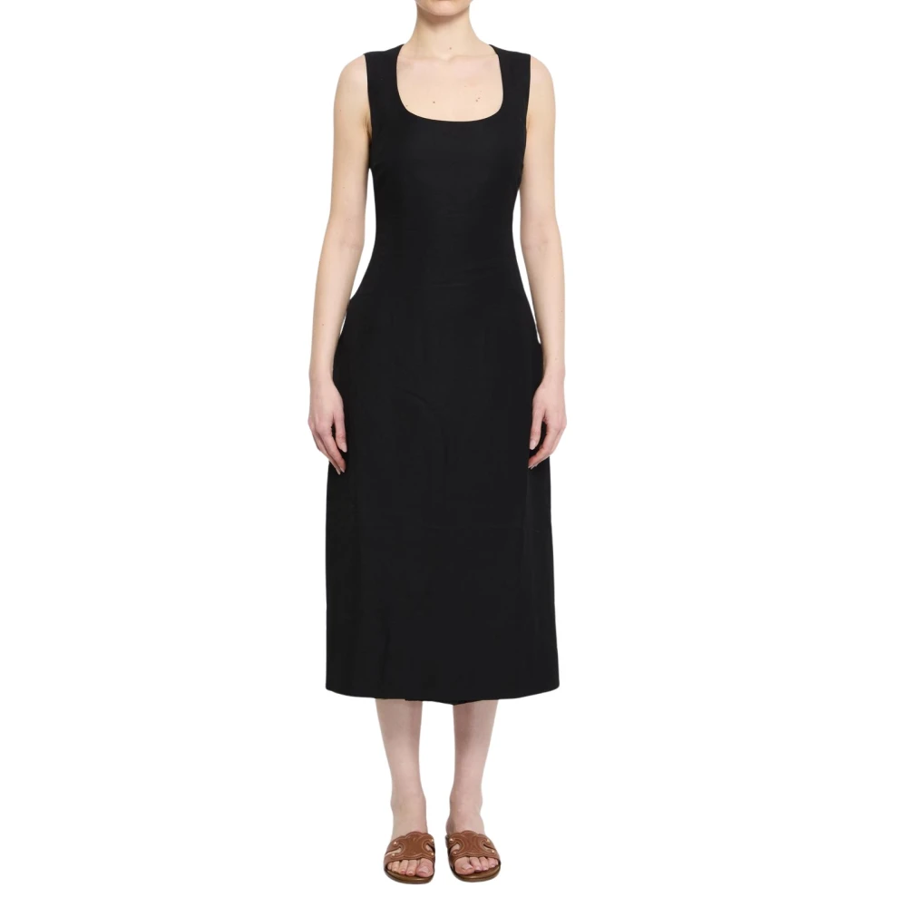 Jacquemus Black Sleeveless Square Neck Midi Dress - Female - Midi Dresses - M - Dresses