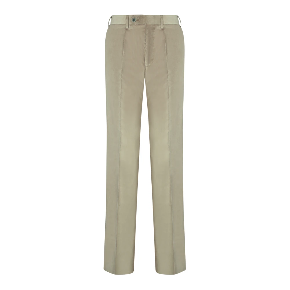 Canali Taupe Corduroy Broek met Rits Beige Heren