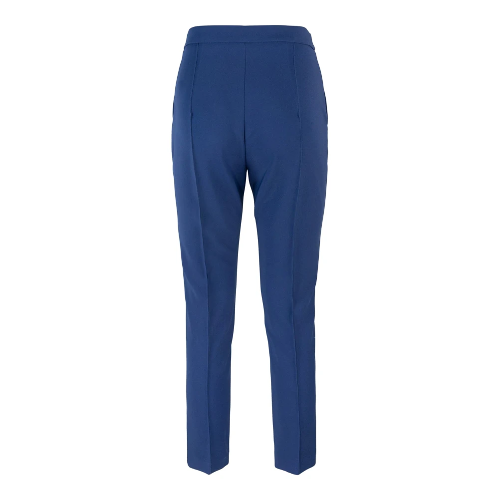 Elisabetta Franchi Blauwe Slim Fit Broek met Gouden Metalen Detail Blue Dames