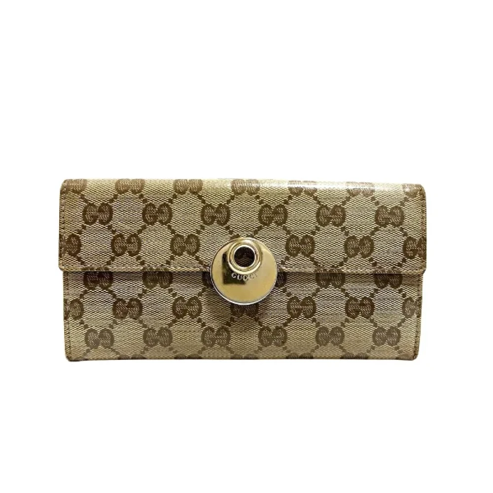 Gucci Vintage Pre-owned Cotton wallets Beige Dames