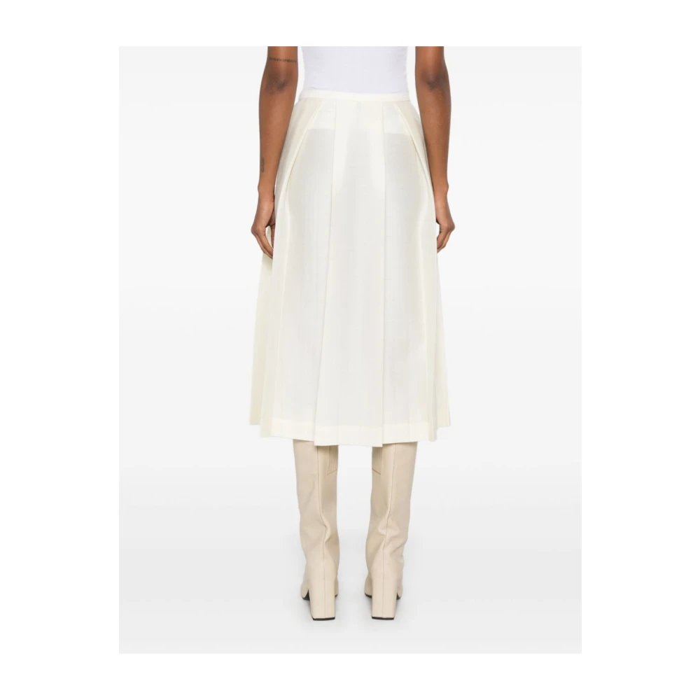 TotêMe Midi Wol Zijde Ivoor Rok Beige Dames
