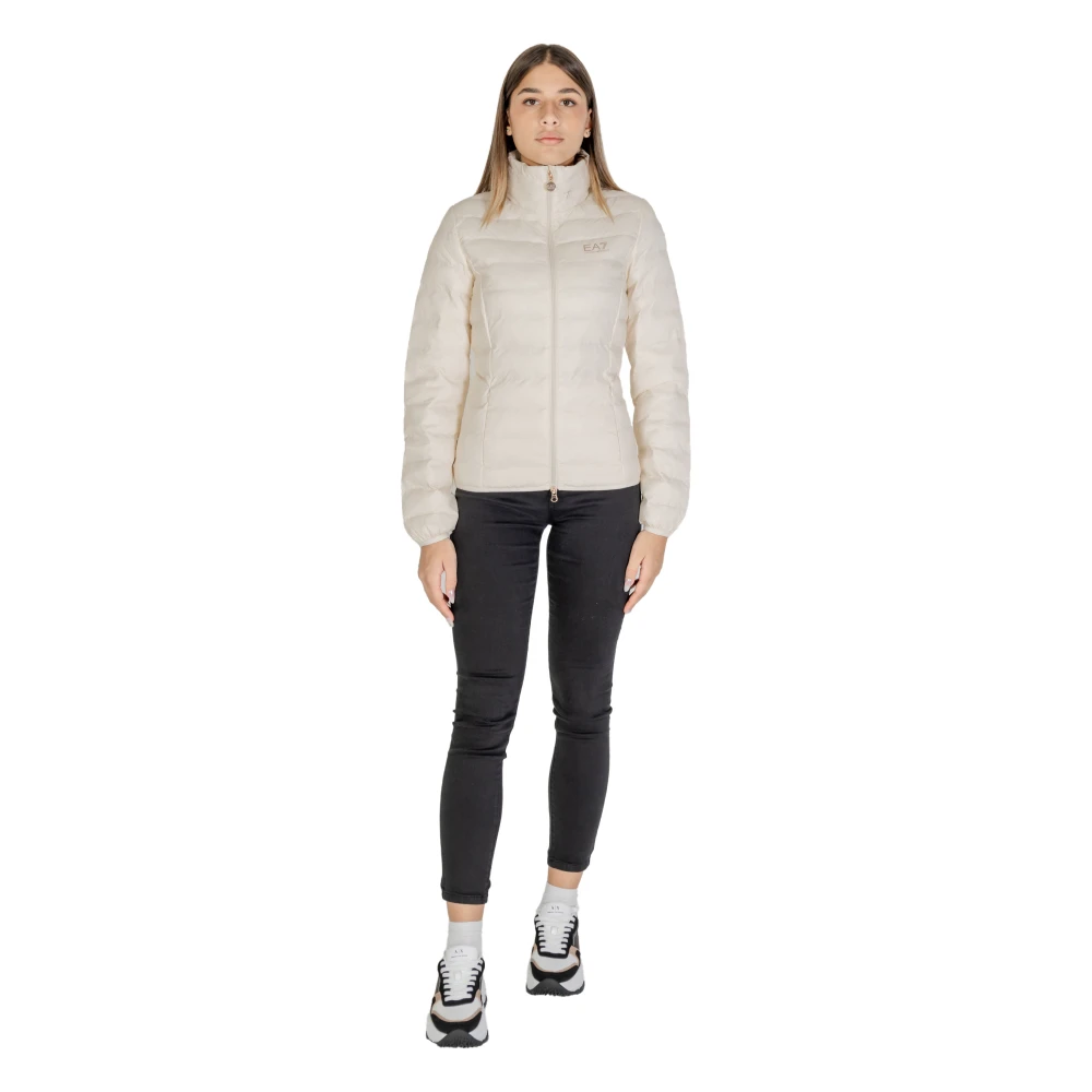 Emporio Armani EA7 Nylon Jas Herfst Winter Collectie Vrouwen Beige Dames