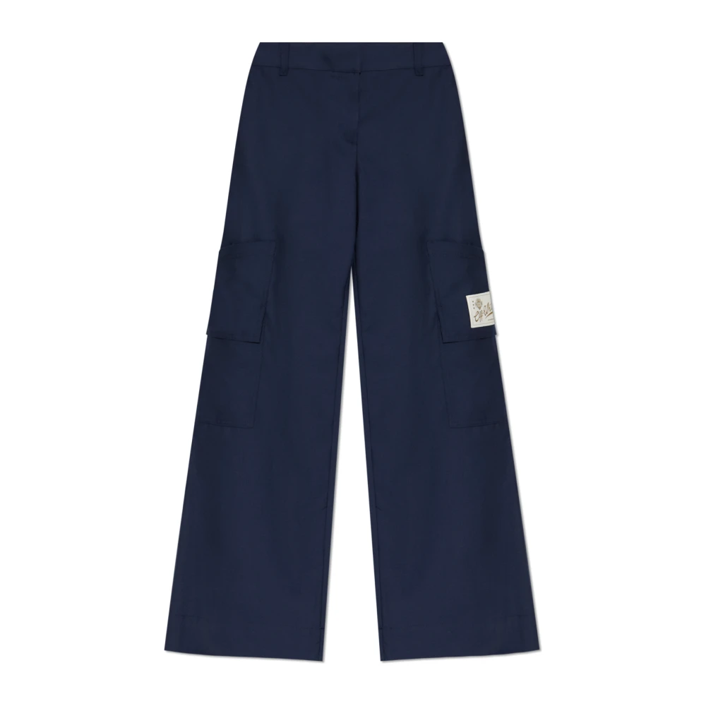 Off White Donna Blu Pantaloni, S, New,