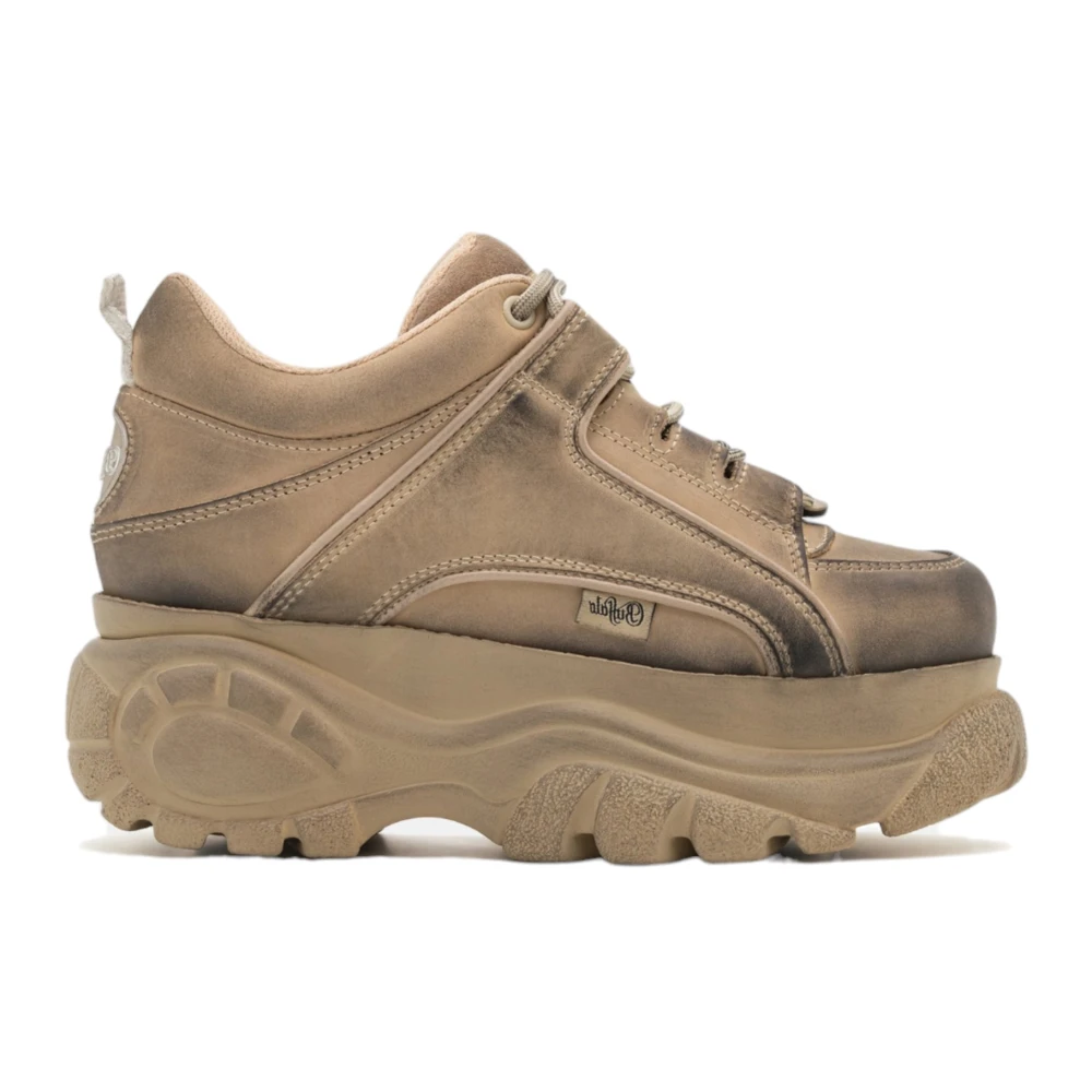 Buffalo Oliekalfsnubuck Veters Rubberen Zool Dames Schoenen Beige