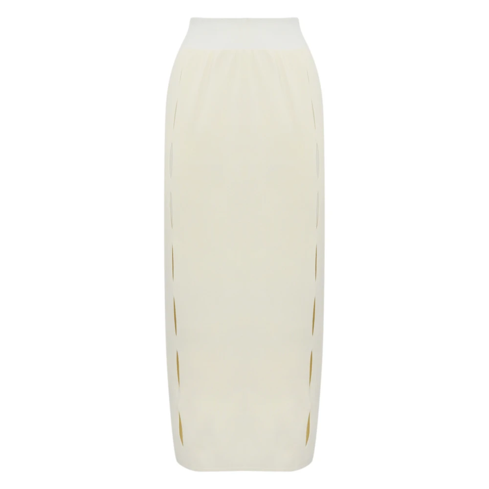 Liviana Conti Grijze Midi Rok met Geribbelde Taille Beige Dames