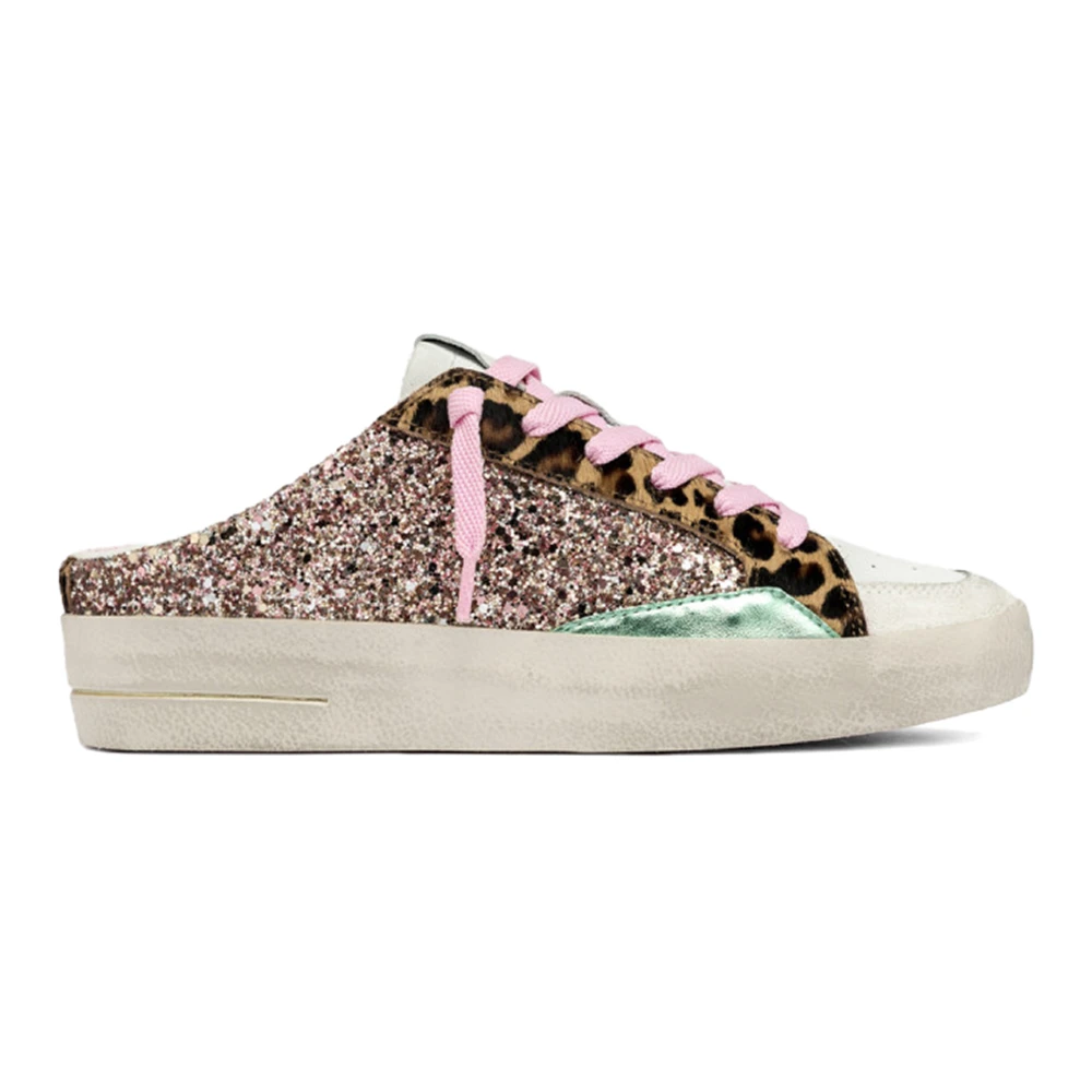 Crime London Women's Multicolor Glitter Sneaker With Leopard Details