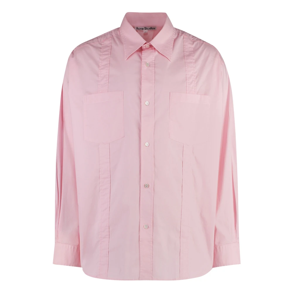 Acne Studios Katoenen shirt met voorzakken Pink Heren