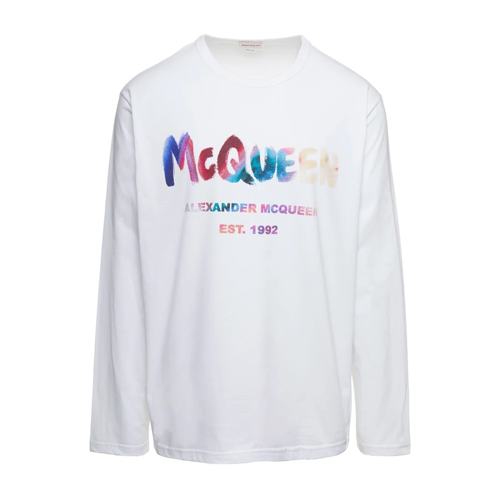 Alexander McQueen Graffiti Logo Oversized Sweatshirt White, Herr