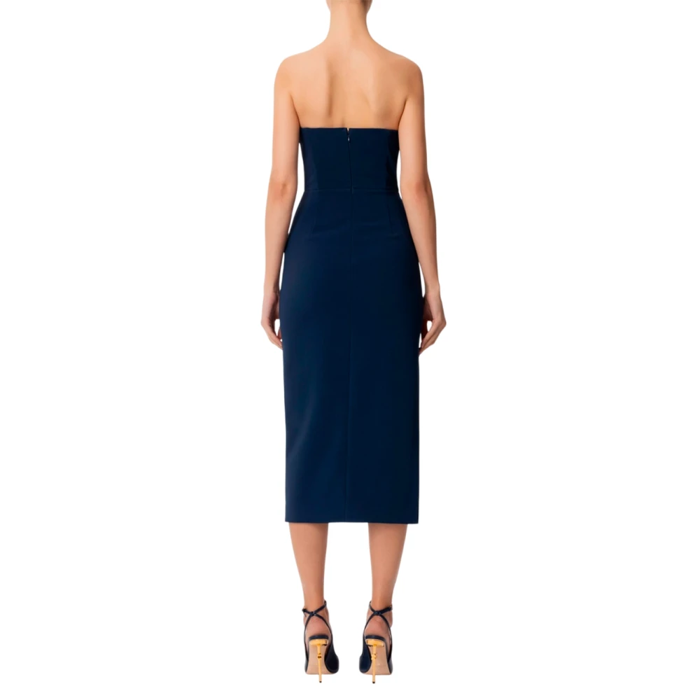Elisabetta Franchi Elegante Midi Jurk met Strikdetail Blue Dames