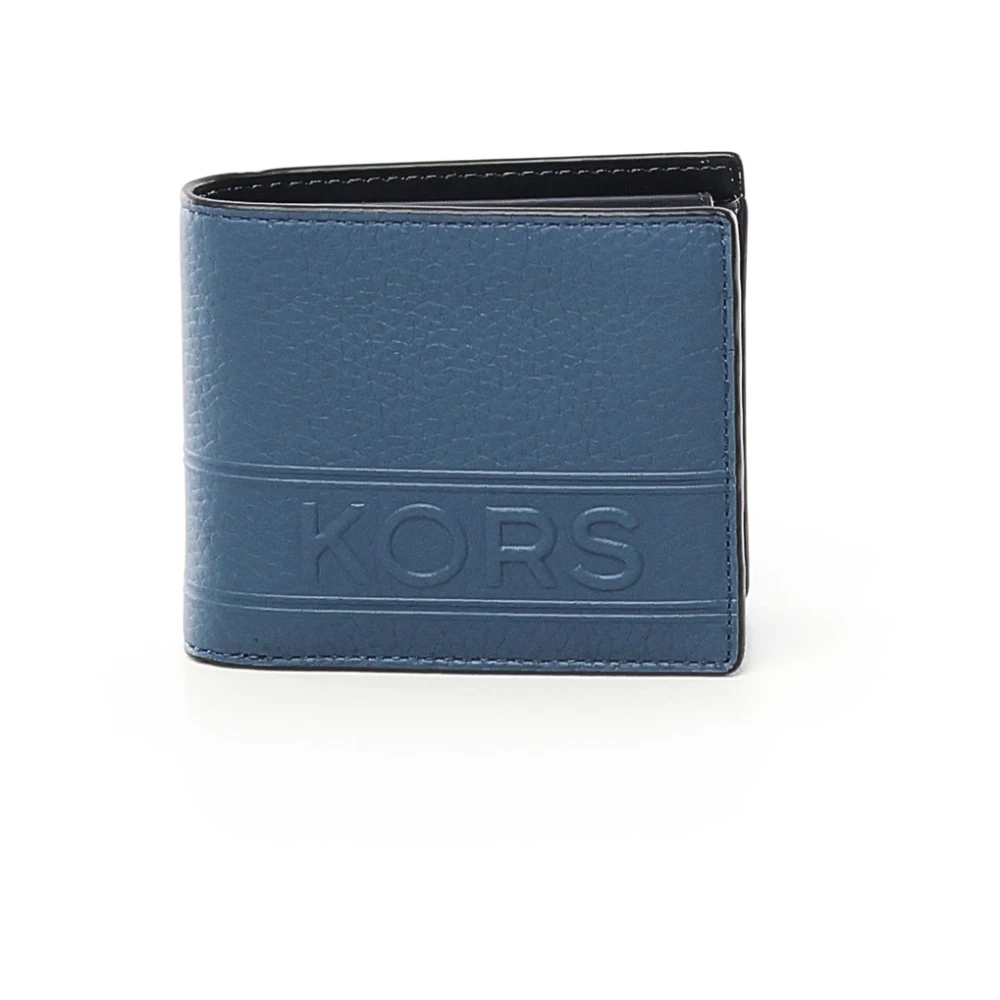 Michael Kors Zwarte leren portemonnee met details in gunmetal Blue Dames