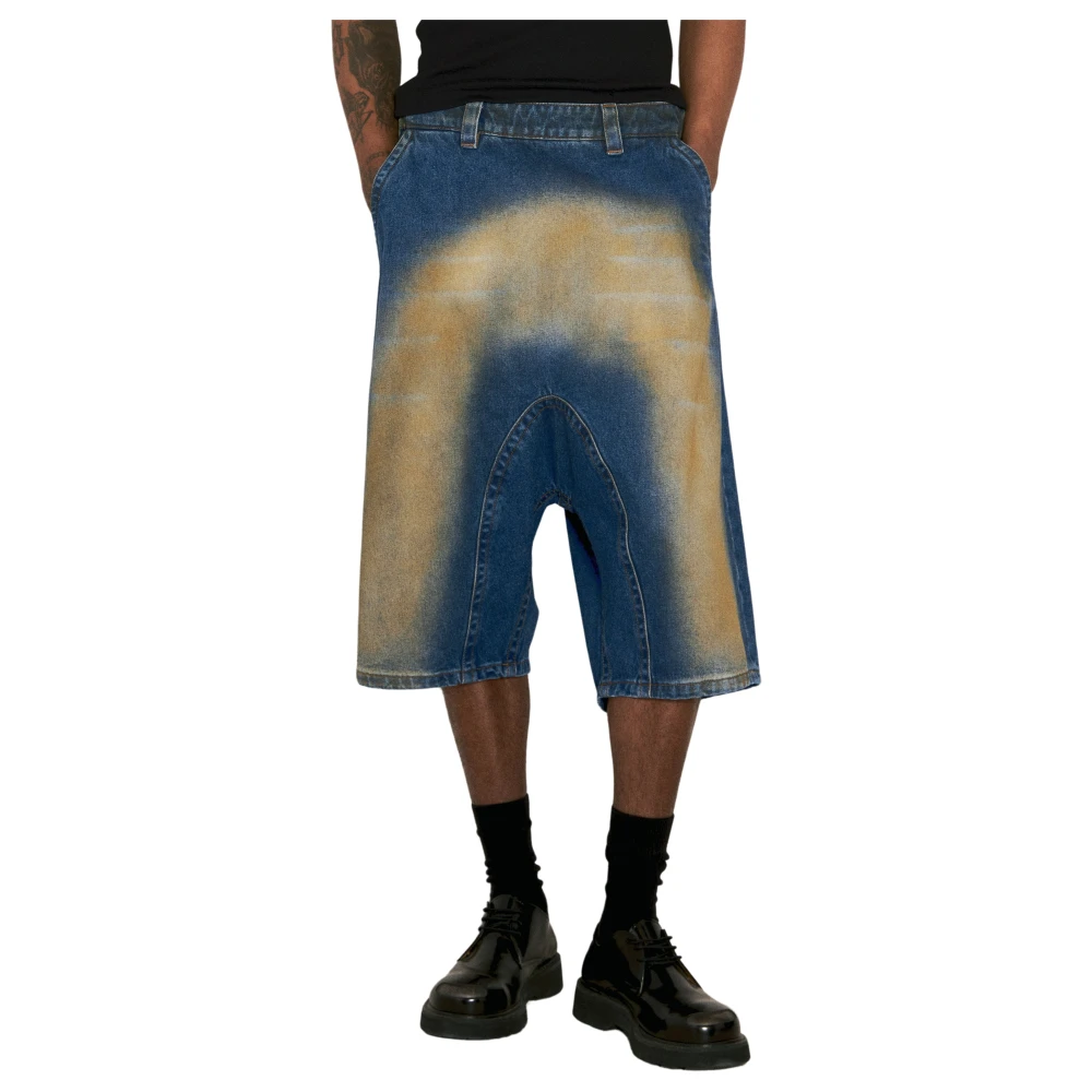 Y Project Verroeste Oppervlakte Denim Shorts Multicolor Heren