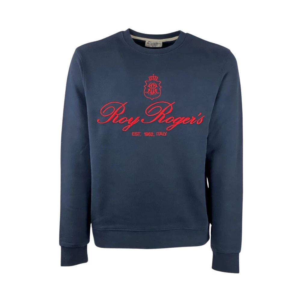 Roy Roger's Geborduurde Crew Neck Sweatshirt Blue Heren