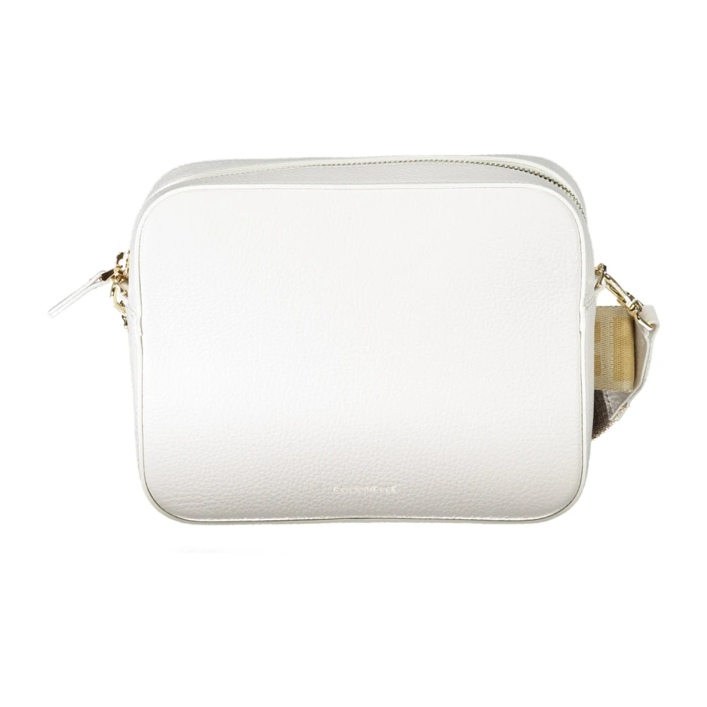 Coccinelle Witte Leren Schoudertas met Verstelbare Band White Dames