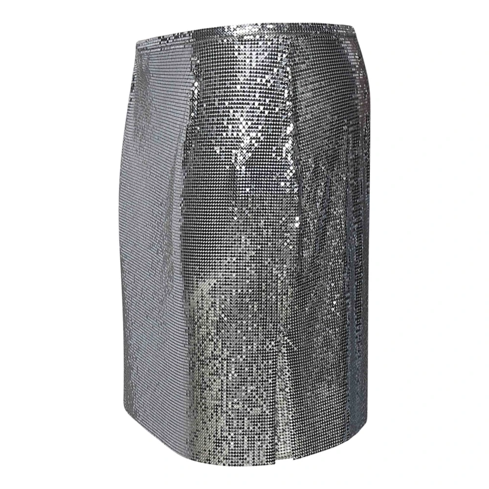 Paco Rabanne Zilveren Mesh Mini Rok Aw24 Gray Dames