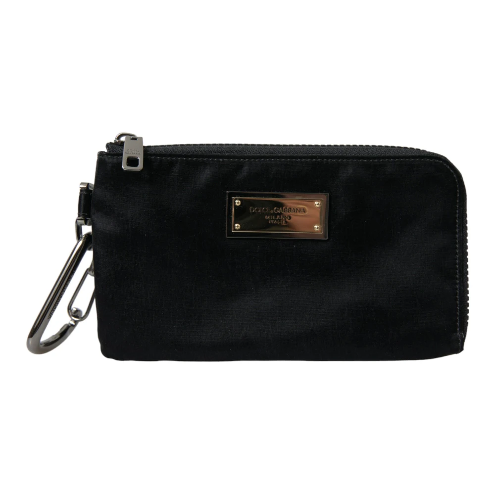 Dolce & Gabbana Women's Black Sleek Designer Nylon-Leather Pouch In