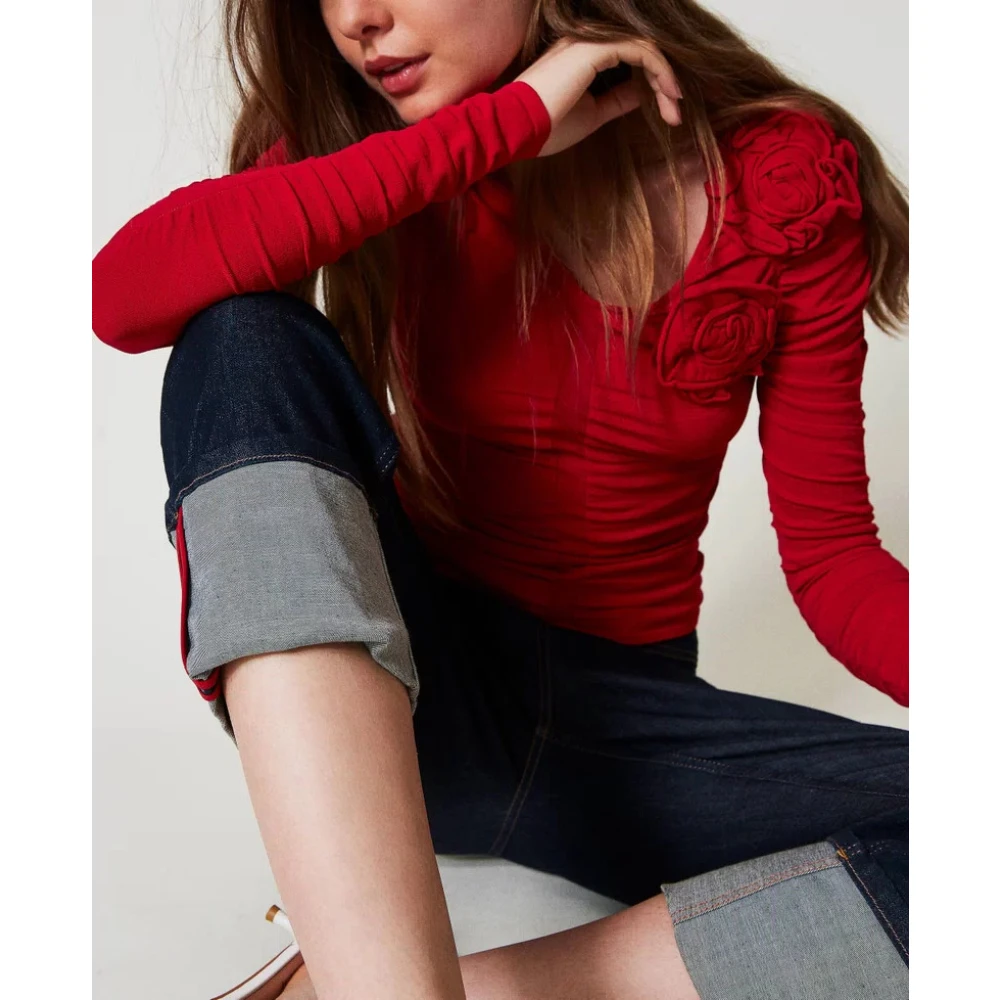Twinset Jeans met omgeslagen zoom Black Dames
