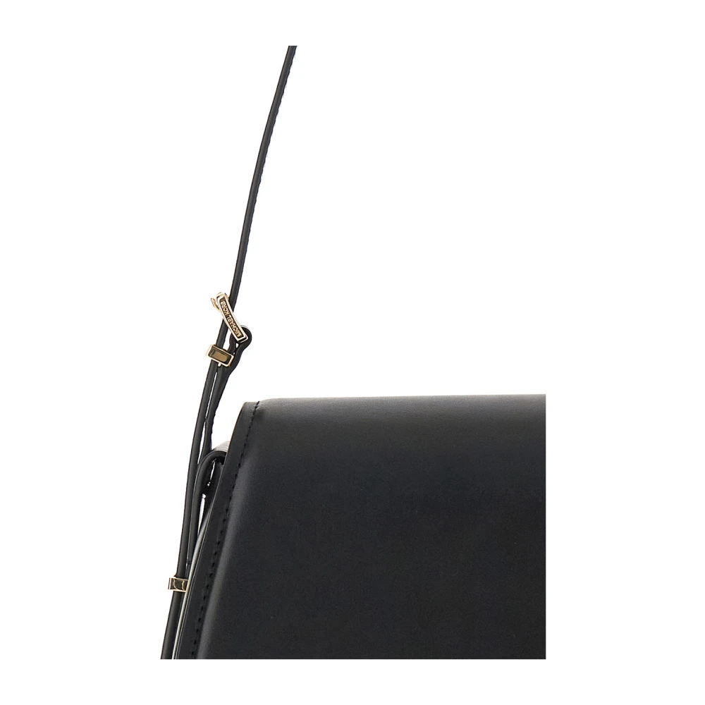 Michael Kors Zwarte leren schoudertas met logo Black Dames