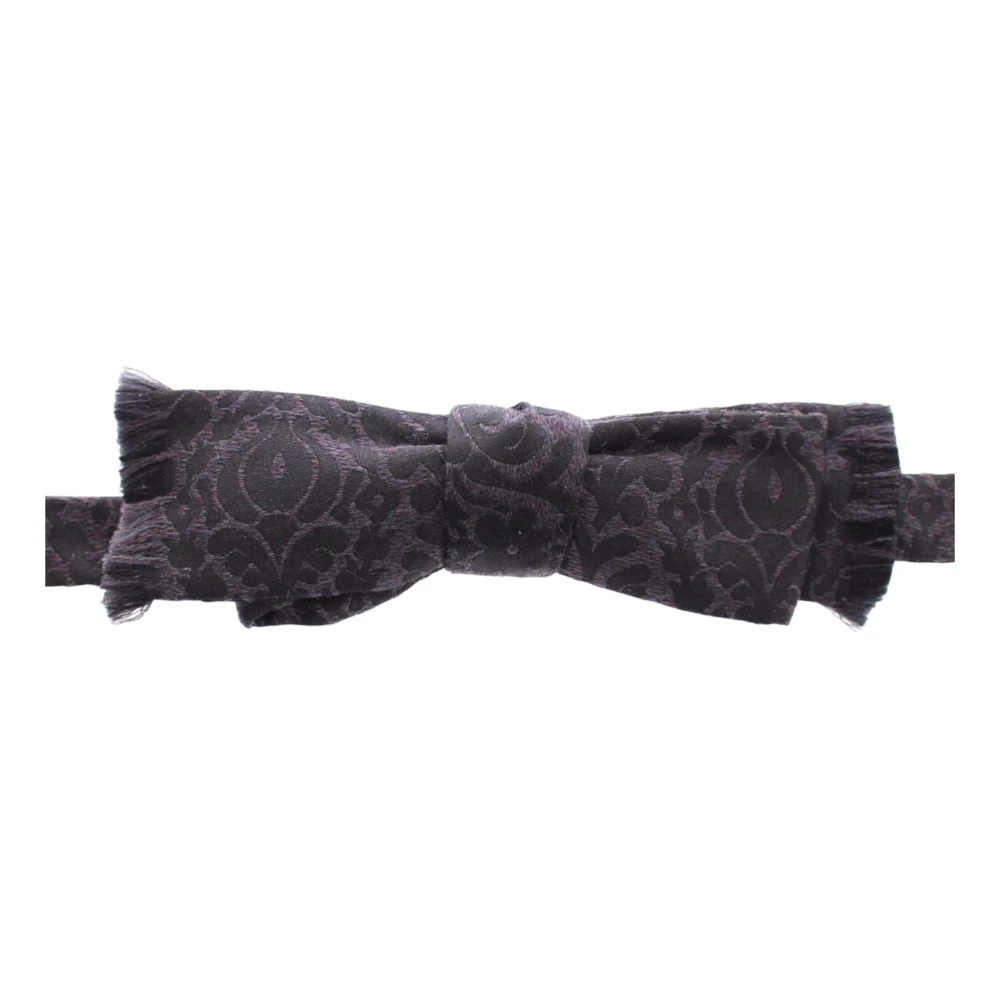 Dolce & Gabbana Elegante Zwarte Paisley Zijde-Wol Vlinderdas Black Heren