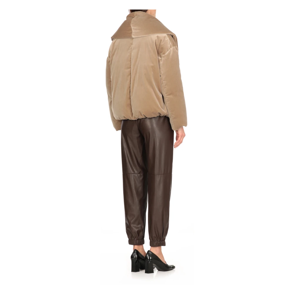 Antonelli Firenze Beige Katoenen Fluwelen Donsjas Beige Dames
