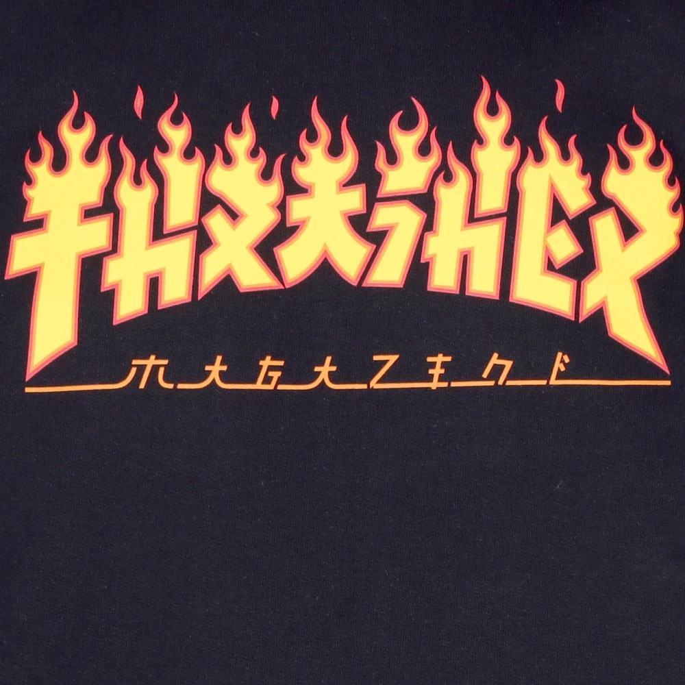 Thrasher Godzilla Flame Hood Heren Hoodie Black Heren
