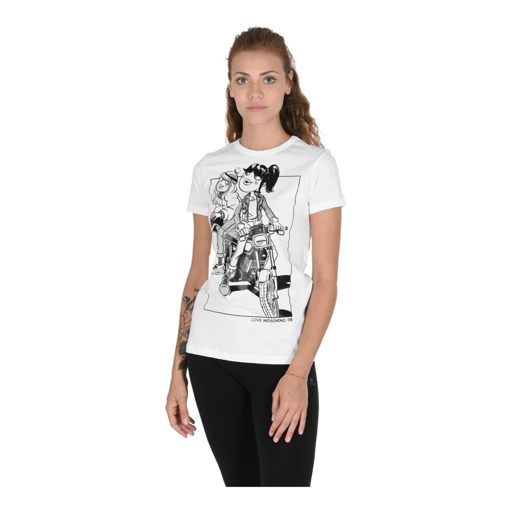 Love Moschino Wit Katoenen T-Shirt Stijlvol Ontwerp White Dames