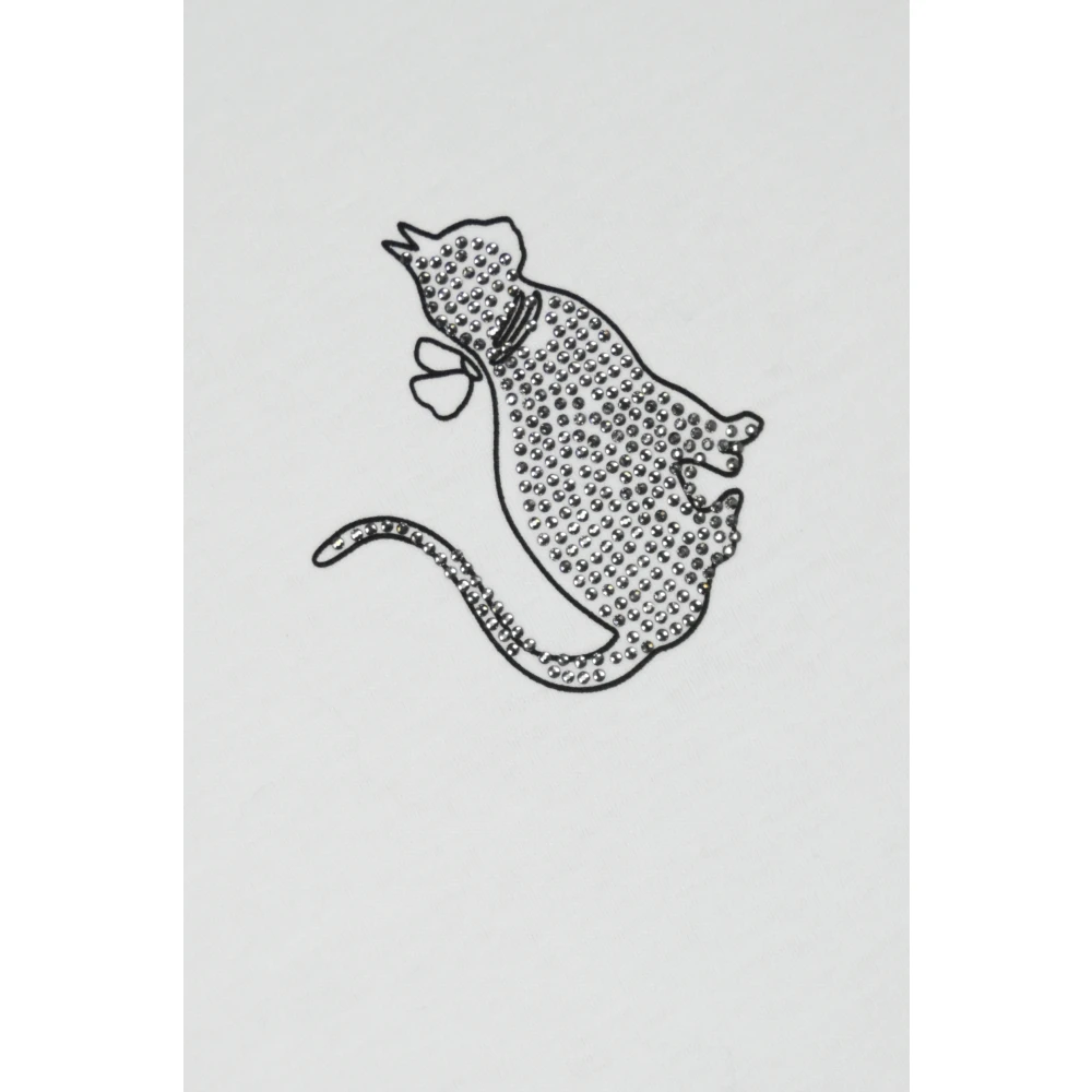 Max Mara Studio Glitter Print Katoenen T-shirt White Dames