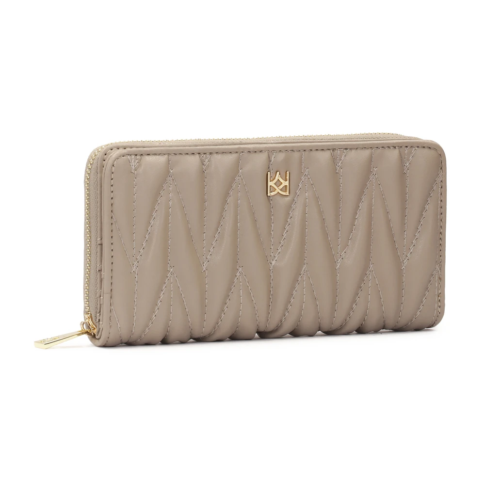 Kazar Leren grote ritsportemonnee in taupe kleur Beige Dames