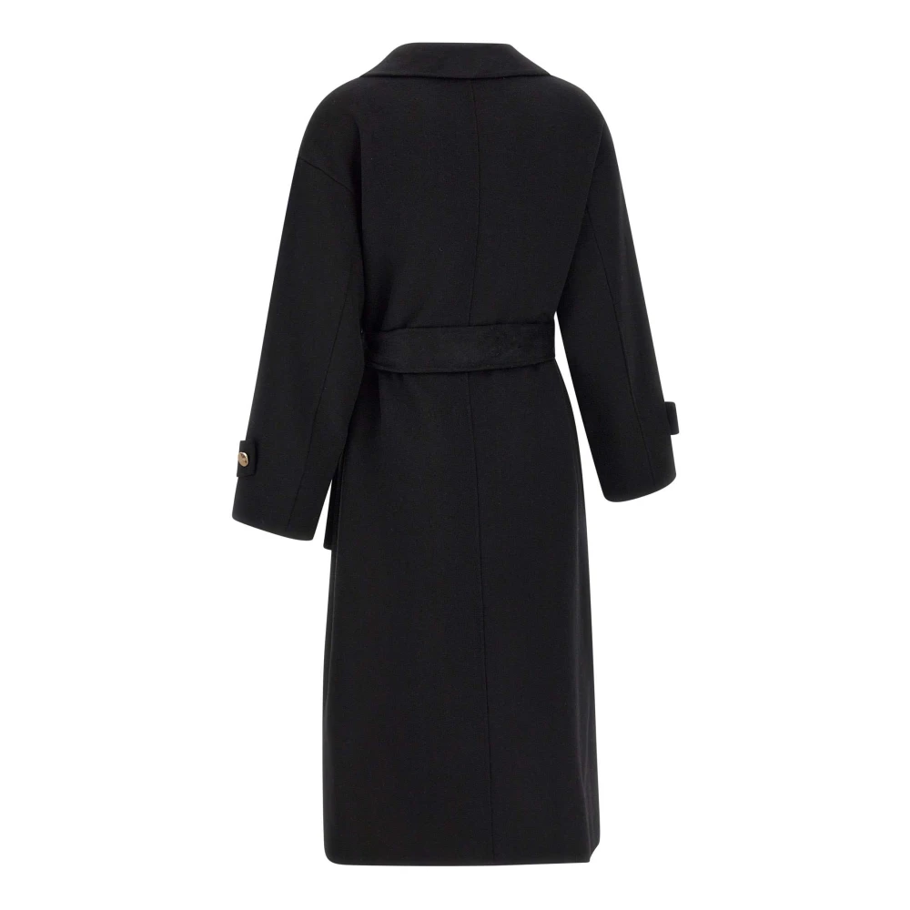 Liu Jo Zwarte Wolmix Shawl Kraag Jas Black Dames
