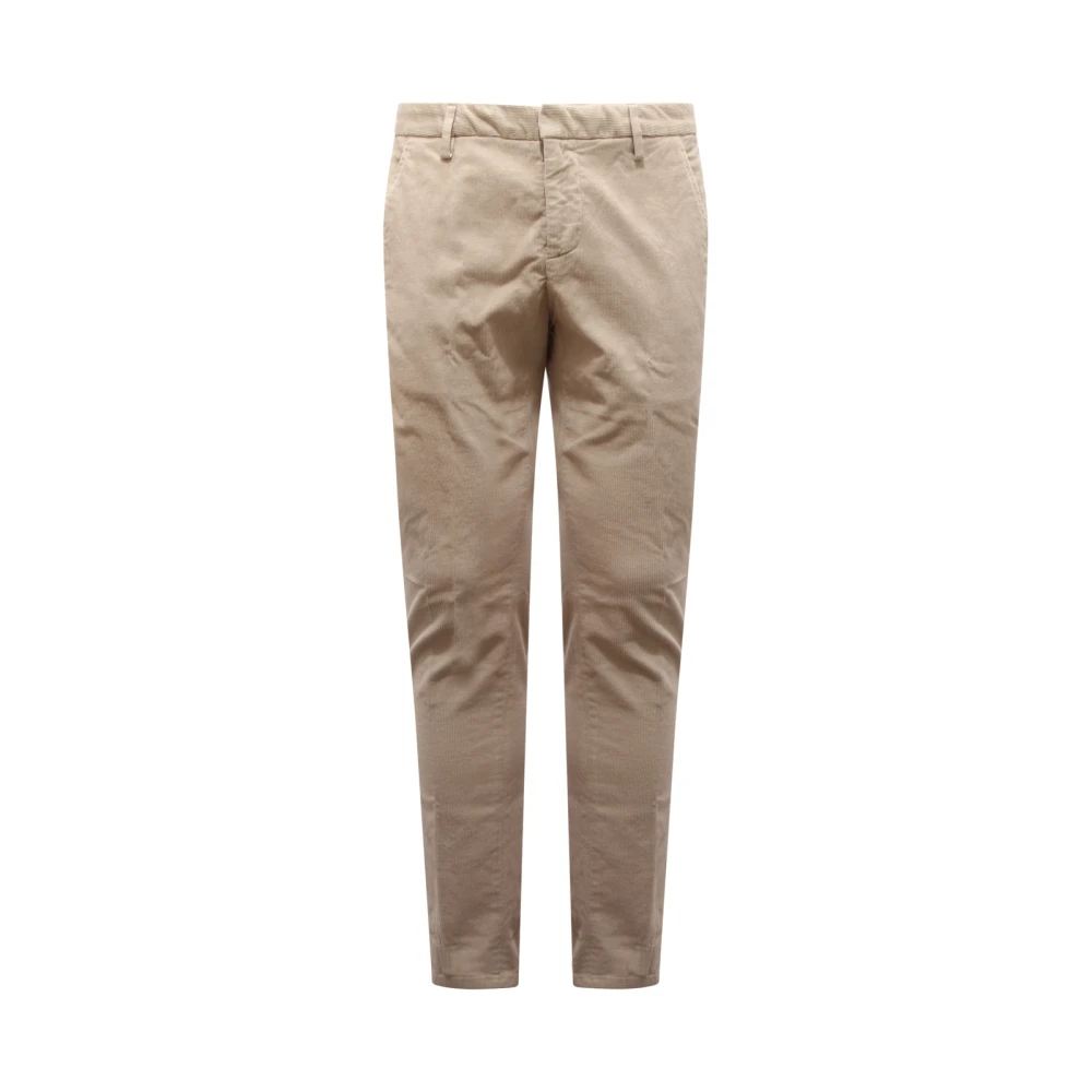 Dondup Men's White Slim-Fit Trousers, W34, Velvet Trousers Gaubert Model Made In Italy