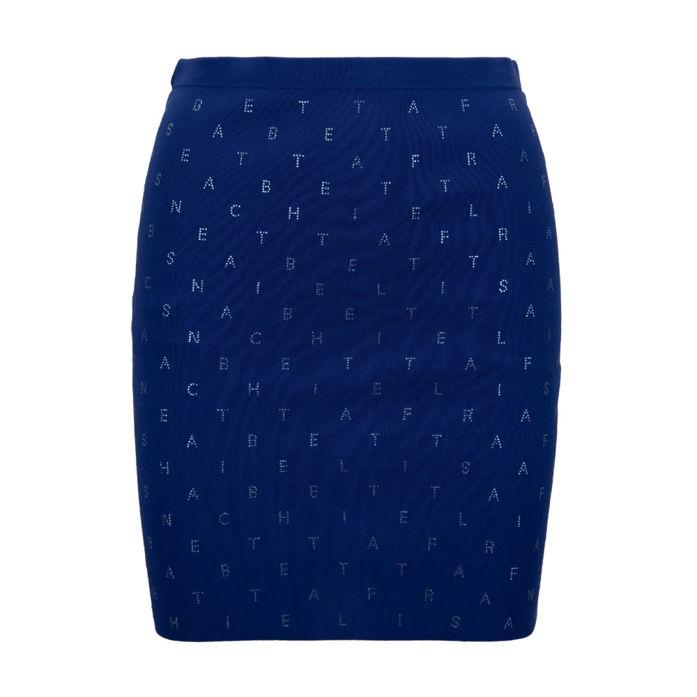 Elisabetta Franchi Korte Rok met Rits en Haak Blue Dames