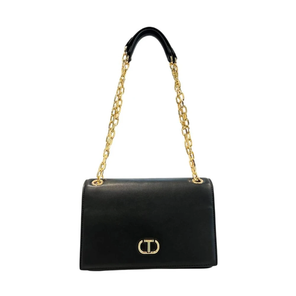Twinset Pu Leather Crossbody Bag With Adjustable Strap - Female - Shoulder Bags - Black - One Size - Bags