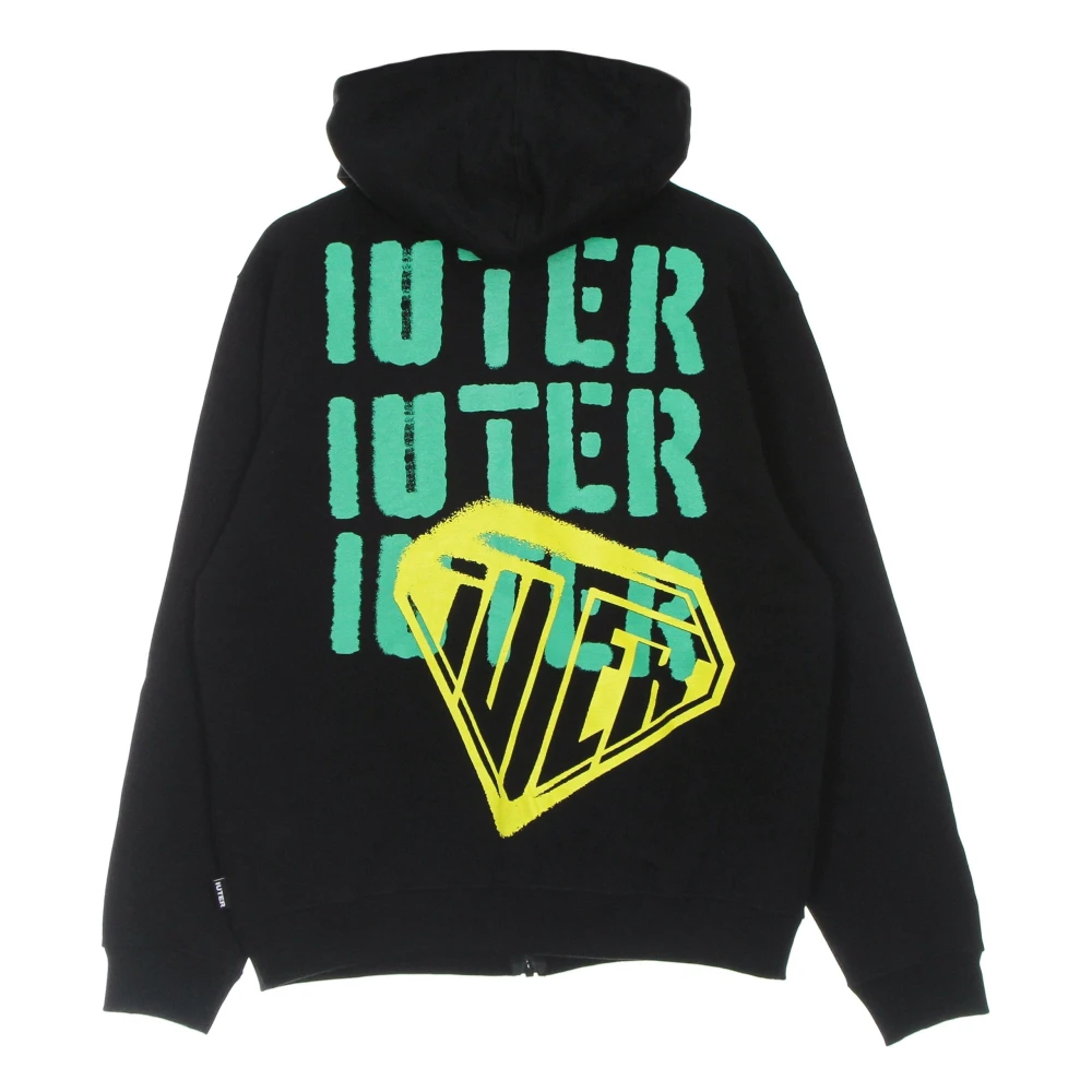 Iuter Zwarte rits hoodie lichtgewicht sweatshirt Black Heren
