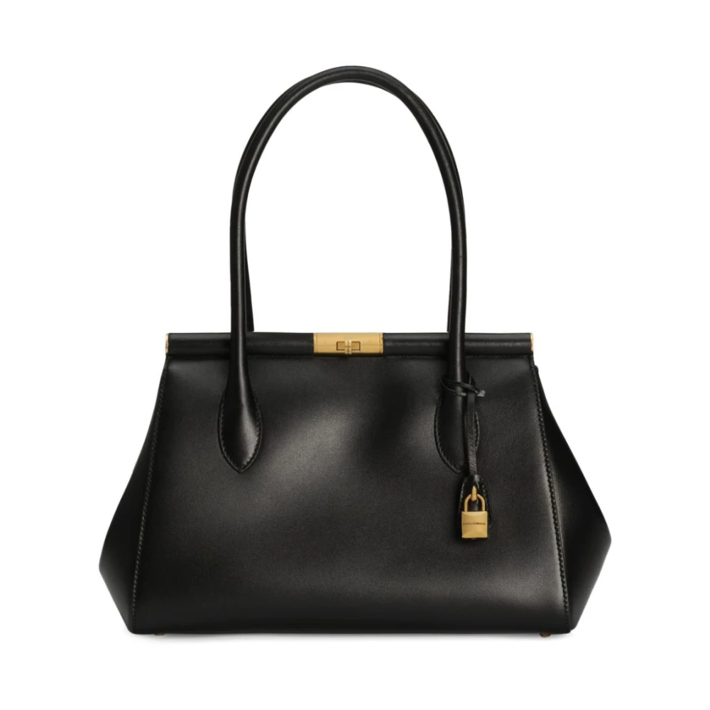 Dolce & Gabbana Iconische Zwarte Schoudertas van Kalfsleer Black Dames