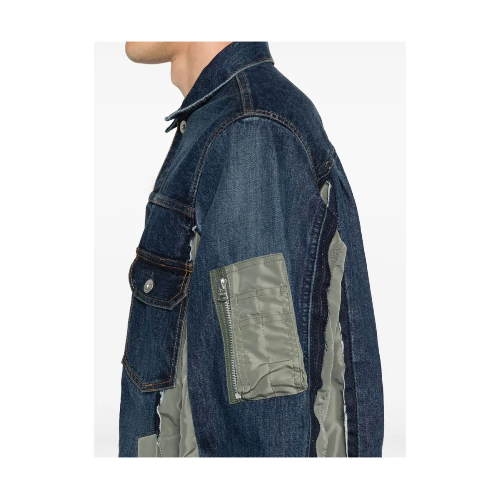 Sacai Patchwork Denim Jack Blue Heren