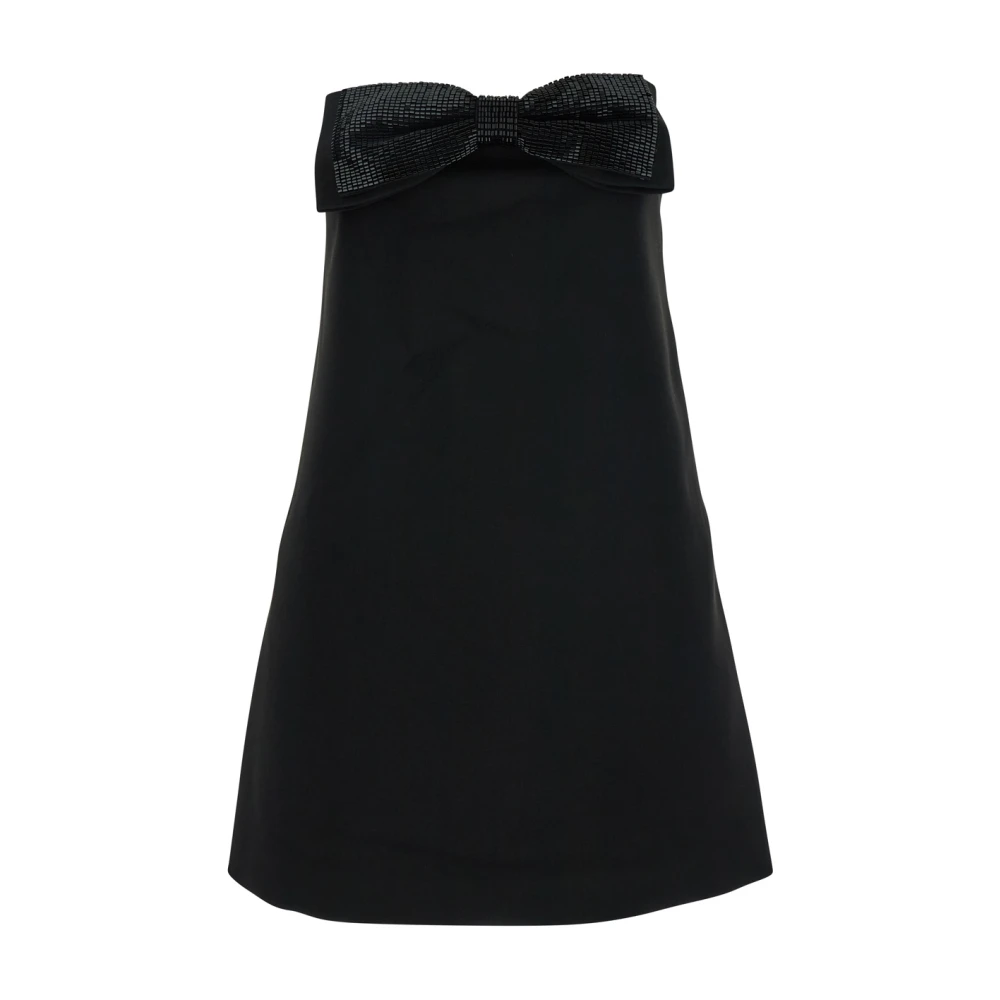 Self Portrait Zwarte Mouwloze Minijurk met Oversized Strik Black Dames
