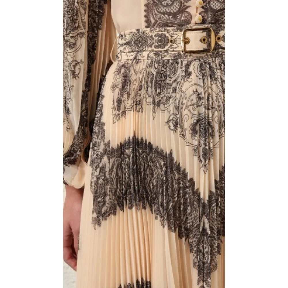 Zimmermann Paisley Plooirok Midi Rok Beige Dames