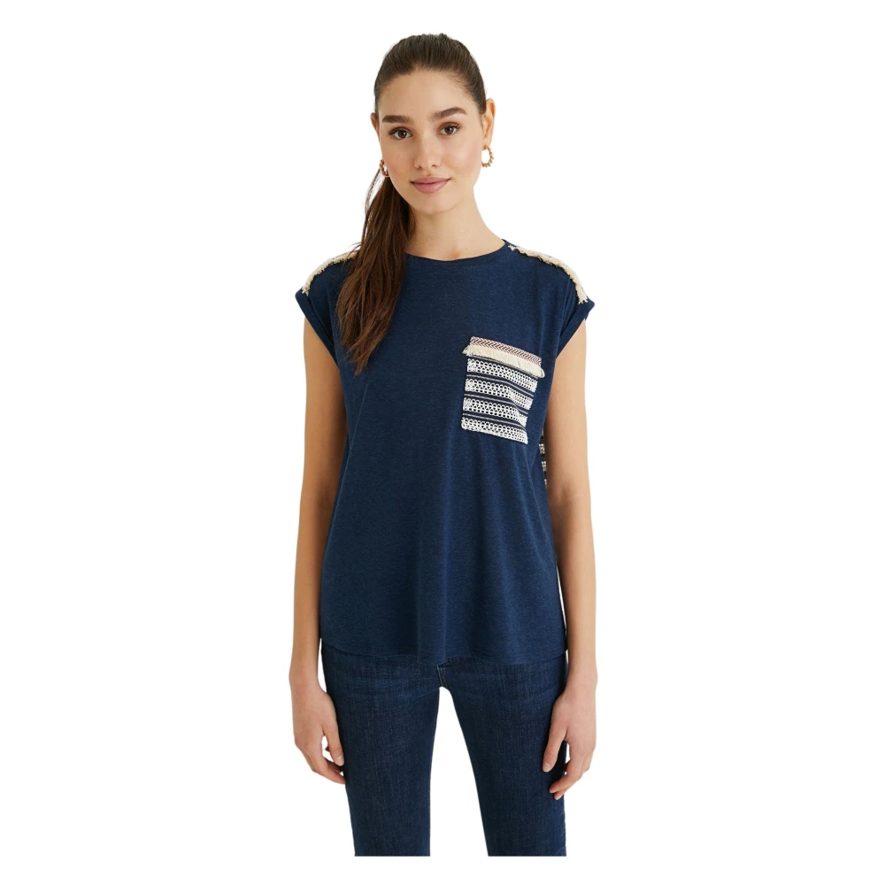 Desigual - Tops > T-Shirts - Blue - Desigual - Modalova