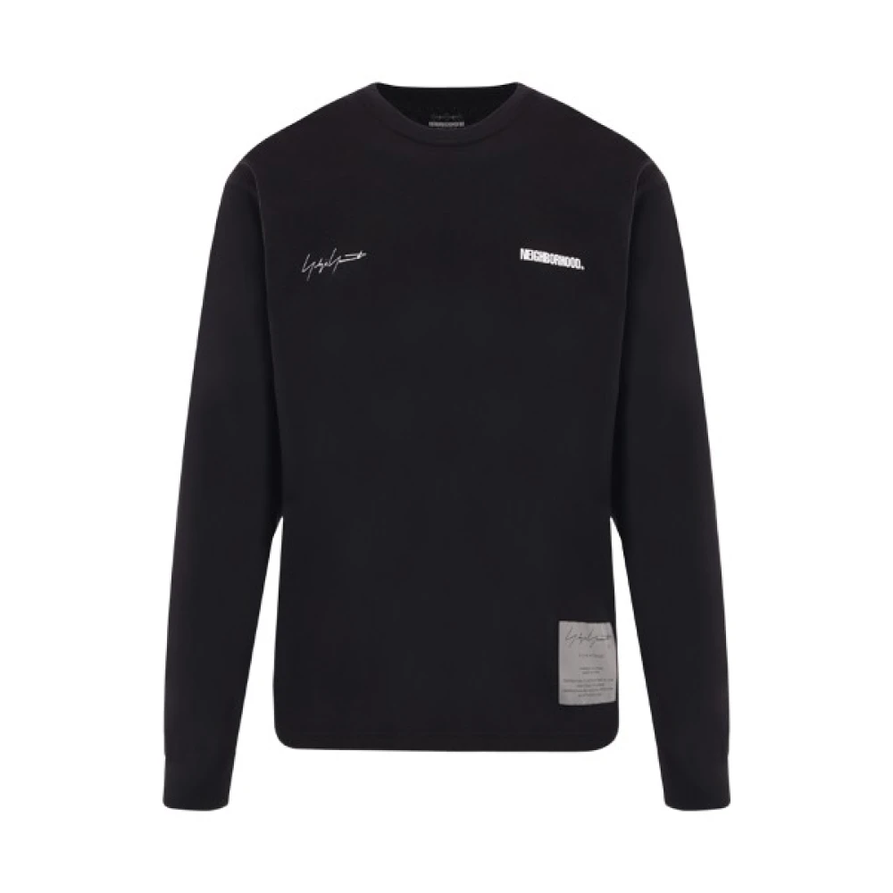 Yohji Yamamoto Zwarte Katoenen Jersey Sweater met Neighborhood Logo Print Black Heren