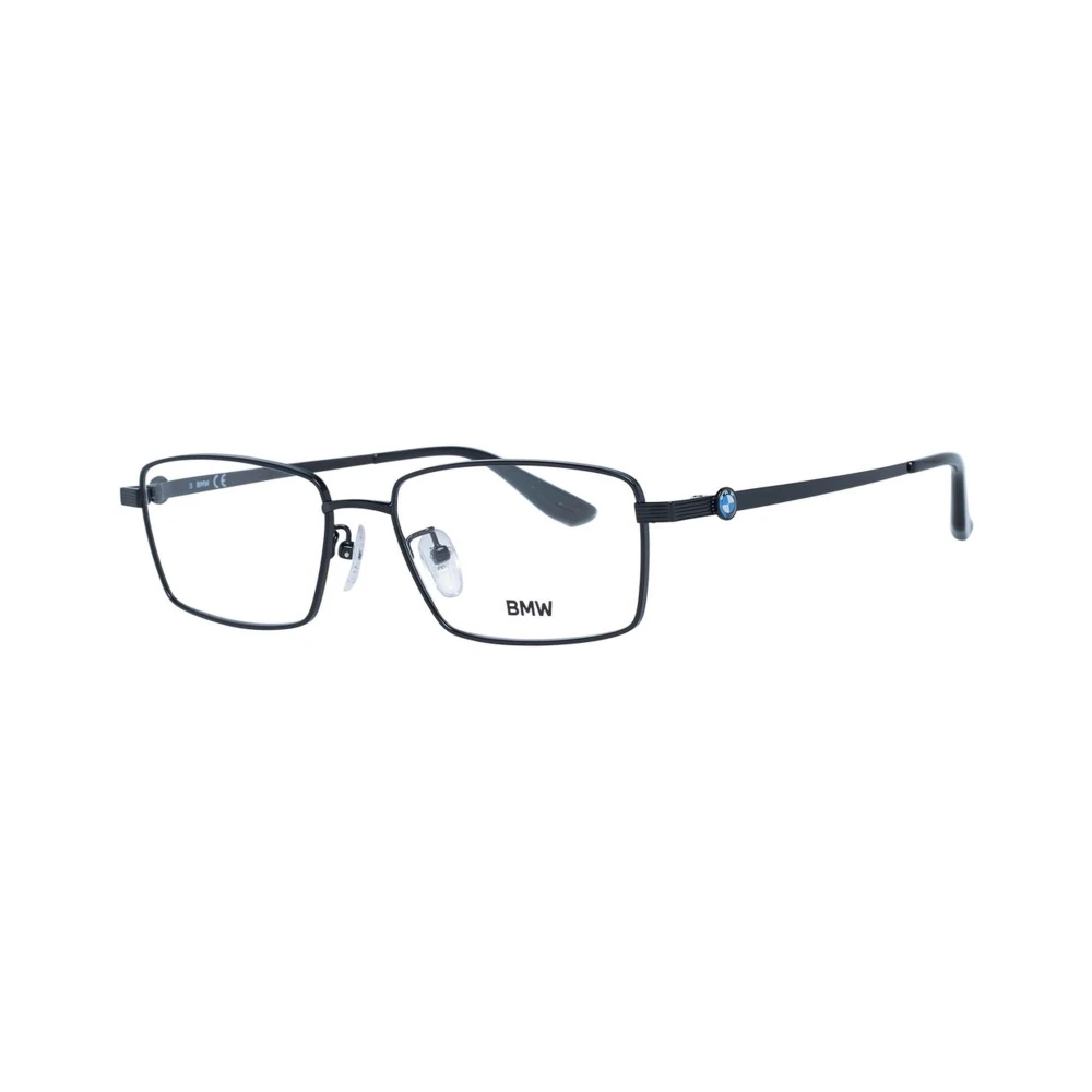 BMW Zwarte Rechthoekige Metalen Brilmontuur Unisex Black Heren
