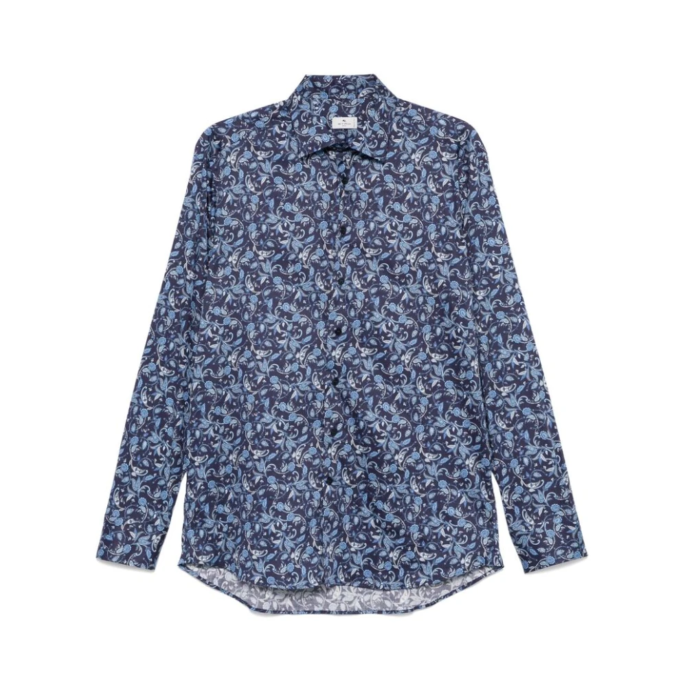 ETRO Navy Blue Button-Up Shirt Blue Heren