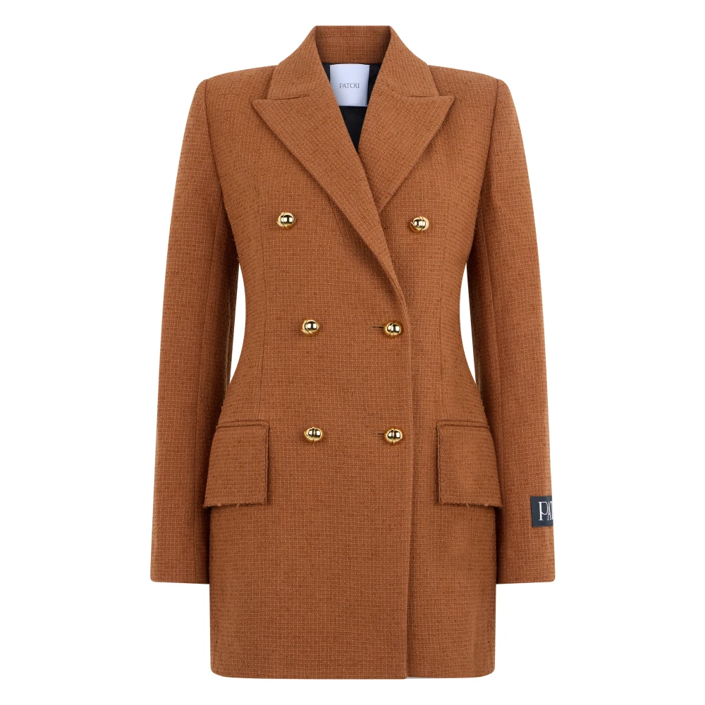 Patou Women's Brown Double-Breasted Coat - Double-Breasted Coats - Xs - Coats