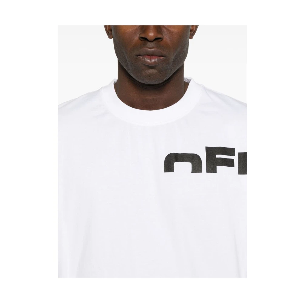 Off White Witte Crew Neck Korte Mouw T-shirt White Heren