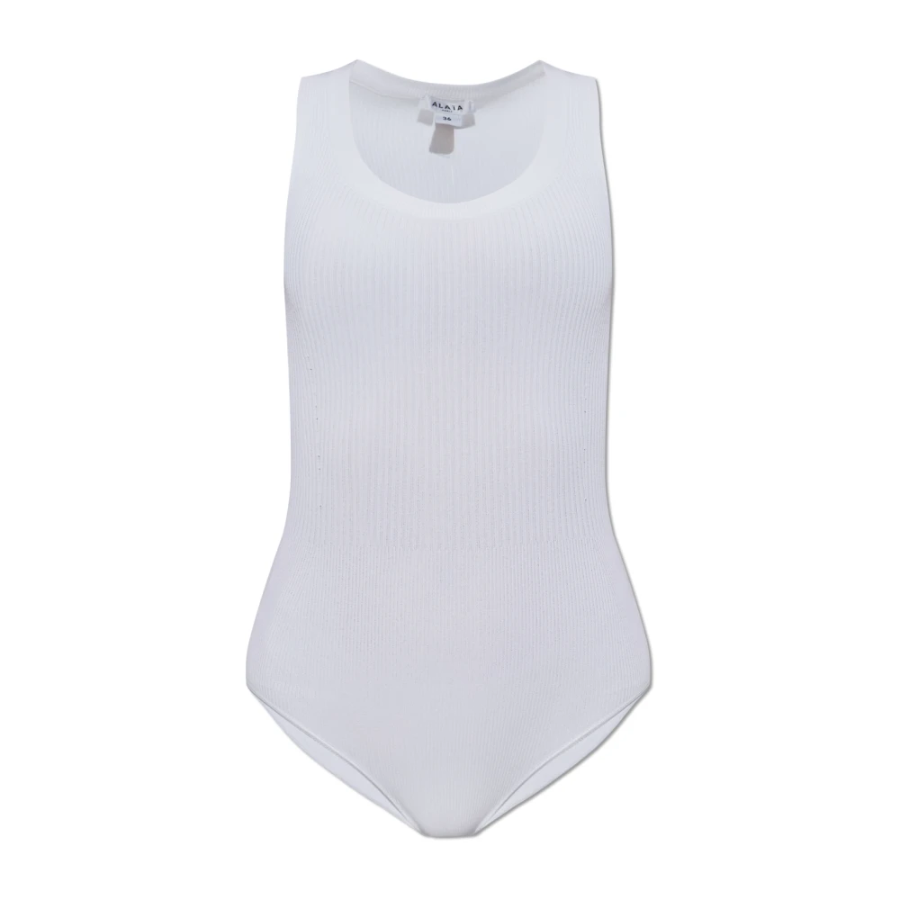 Alaïa Geribbelde bodysuit White Dames