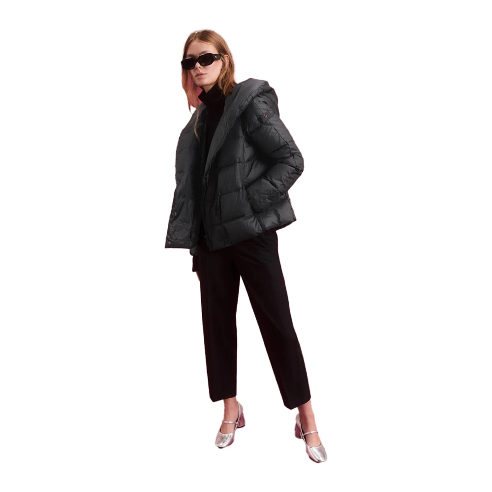 Peuterey Korte Zijopening Hoodie Jas Black Dames