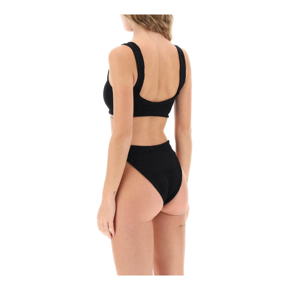 Hunza G Gekreukelde Stretch Tweedelige Bikini Set Black Dames