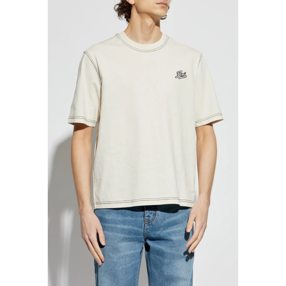 Ami Paris T-shirt met logo Beige Heren